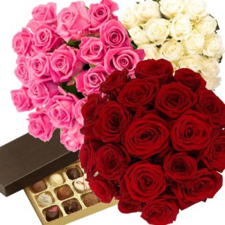 19 roses of any colours plus box of chocolates
