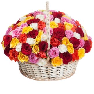 51 colorful roses basket | Flower Delivery Kazakhstan